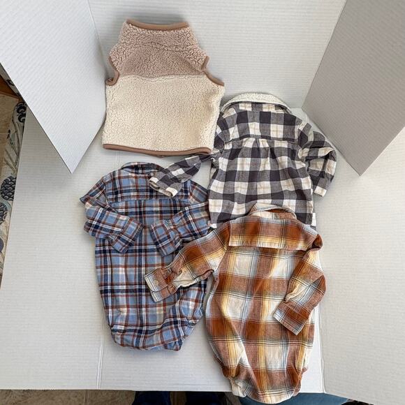 Bundle of 4 size 12 m long sleeve flannel, flannel shacket, & vest jacket - Picture 5 of 5